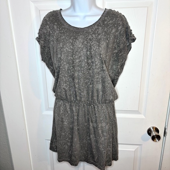 Vans Gray Casual Bleach Splatter Cotton Mini Dress Cutout Shoulder Cap Sleeve S - Picture 5 of 9